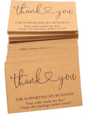 200 bulkThank You Kraft Business Cards - Brown Thank You Notes